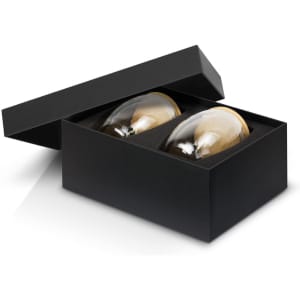 A drink bottle set with two 350ml glass cups, presented in a sleek black box with a foam insert.
