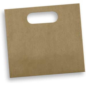 A medium die-cut paper bag in a brown landscape style with a handle cut-out.
