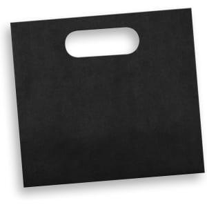 A medium die-cut paper bag in black with a handle, featuring a smooth surface and no visible branding.