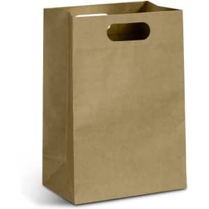 A large, brown die-cut paper bag with a simple top handle design and no visible branding.