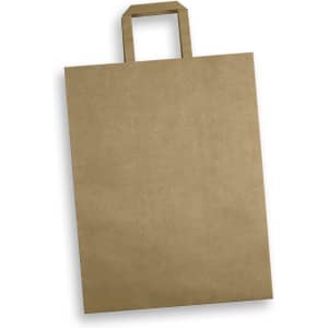 An extra large flat handle paper bag in a brown colour, featuring a simple design and a handle at the top.
