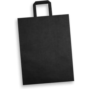 A flat handle paper bag in black, featuring an extra-large design and a simple, unembellished appearance.