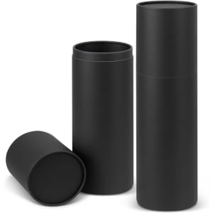 A drink bottle gift tube set in sleek black, featuring three cylindrical tubes of varying heights.