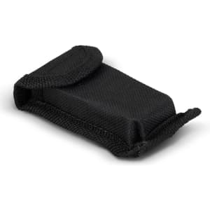 A black nylon pouch with a flap closure, designed to hold multi tools or keyrings.