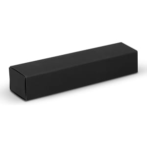 A black rectangular box, featuring a simple and sleek design, suitable for packaging.
