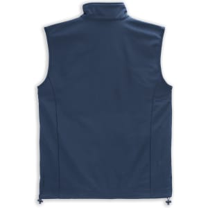 A navy blue men's vest featuring a zip collar and no sleeves, designed for casual wear. Contains branding.