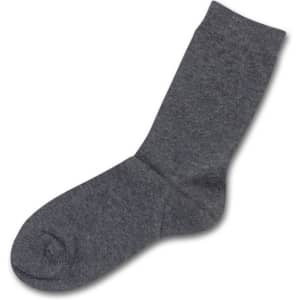 A grey business sock featuring a simple design and a subtle logo. Suitable for formal or casual wear.