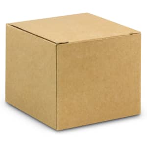 A brown cardboard box with a square shape, featuring no visible logos or text.