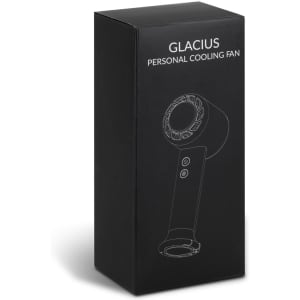 A black box featuring a personal cooling fan design, with a circular fan head and buttons. It has a logo on the front.