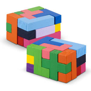 A vibrant Pentomino Wooden Puzzle featuring various colourful pieces arranged in geometric shapes.