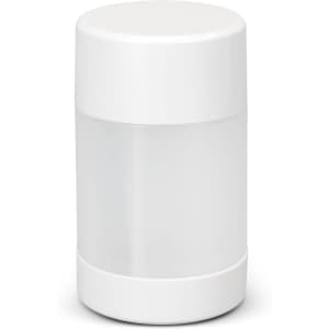 A drink bottle set featuring a sleek white design with a clear middle section and a white cap.