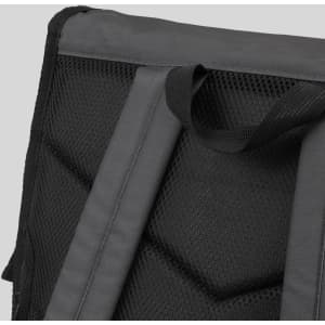 A black Fjord Backpack featuring a textured mesh back panel and padded shoulder straps.