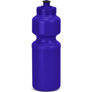 A drink bottle in vibrant purple with a spill-proof lid and a contoured design for easy grip.