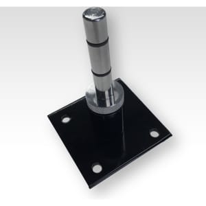A black base with a silver pole attachment, designed for a small feather flag kit. Suitable for outdoor displays.