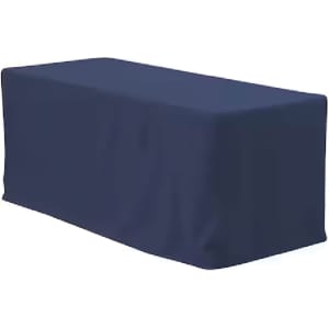 A fitted table cover in dark navy, designed for a 4-foot table, with a sleek and streamlined appearance.