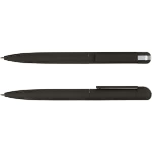 A set of black metal pens with a sleek design, featuring a shiny clip and a smooth finish.