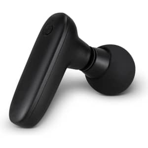 A compact handheld massager in black with a spherical massage head and an ergonomic handle.