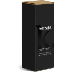 A black boxed vacuum drink bottle featuring a logo and a minimalist design. The box has a cardboard top.