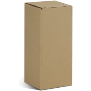 A plain brown cardboard box with a rectangular shape and a flap top.