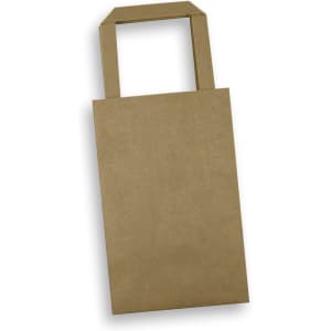 A small flat handle paper bag in a brown kraft colour, featuring a simple design and no visible logos.
