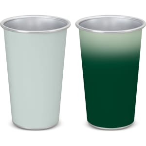 A drink cup set featuring two colours: a light green and a dark green, with a gradual colour change effect.