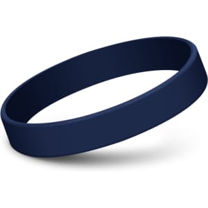 A navy silicone wristband with a smooth finish, featuring a simple, solid design.
