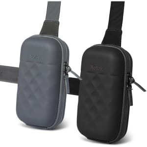 Two Rollink Mini Bag Go products in grey and black, featuring a textured design and a strap for carrying.