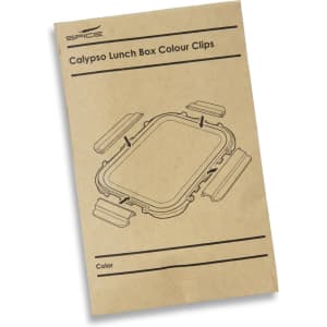A brown paper packet containing instructions for the SPICE Calypso Lunch Box, featuring illustrations of colour clips.