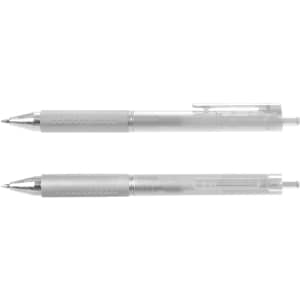 A set of two transparent gel pens with silver accents, featuring a textured grip and a clip.