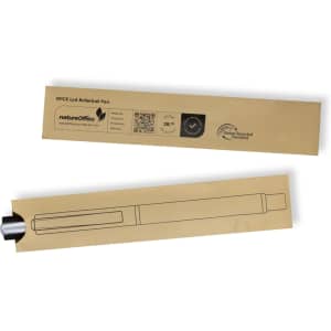 A SPICE Lyd Rollerball Pen in black, displayed with its packaging featuring a logo and eco-friendly credentials.
