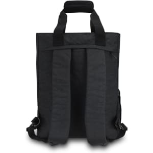A black backpack featuring two shoulder straps and a top handle, with a sleek, minimalistic design.