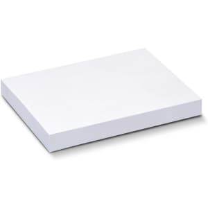 A white sticky pad measuring 100 x 75mm with 100 sheets, featuring a flat rectangular design and a branding logo.