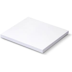 A white sticky pad measuring 70 x 75mm, featuring 50 sheets and a simple design.
