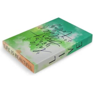 A green and orange box of Custom Jumbo Cards with a stylised design and a logo on the side.