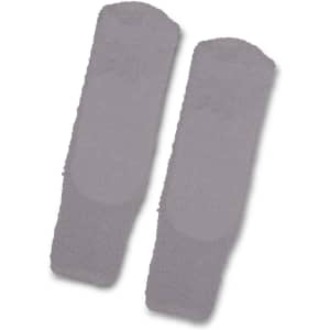 A pair of fluffy grip socks in grey, featuring a soft texture and a non-slip underside.