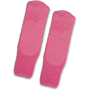 Fluffy Grip Socks in a gradient of pink shades, featuring a soft texture and a logo on one sock.