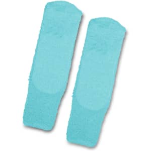 Fluffy grip socks in a soft turquoise colour, featuring textured grips for added traction.