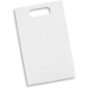 A white die cut paper wine bag with a handle and no visible branding.