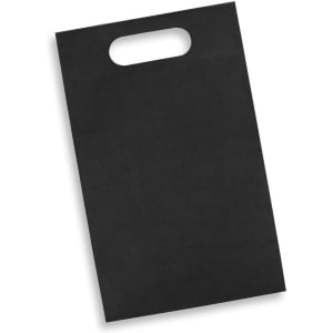 A die-cut paper wine bag in black with a handle at the top. It has a simple design and no visible branding.
