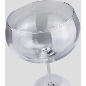 A Jenever gin glass with a clear, round bowl and a slender stem, featuring a simple design.