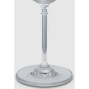 A clear glass gin glass featuring a slender stem and wide base, elegantly designed for serving beverages.