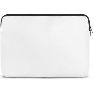 A large white laptop sleeve with a black zip, featuring a plain design and no visible logos.
