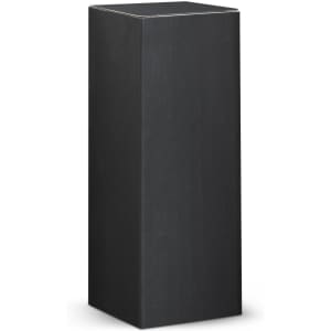 A tall, black box with a smooth finish, featuring a simple design and no visible branding.