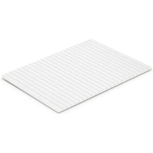 A lined A6 notepad in white with black lines and a simple design, featuring a logo.
