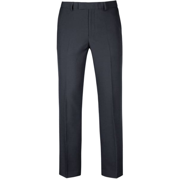 A pair of dark grey men's corporate trousers with a tailored fit. The trousers feature a waistband and front pleats.
