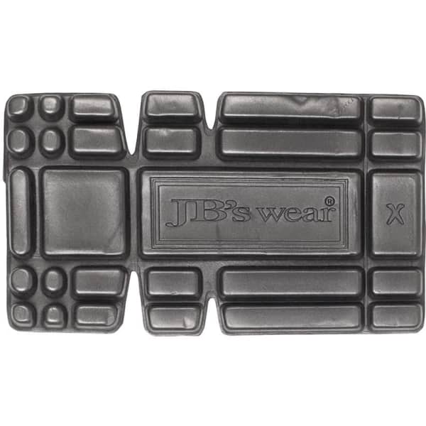 A grey adjustable sizing knee pad with a textured surface and a central logo.