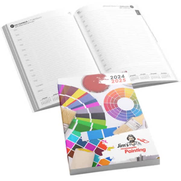 HC A4 157 leaf Diary PUR 1c Laminated paper cover with end pap