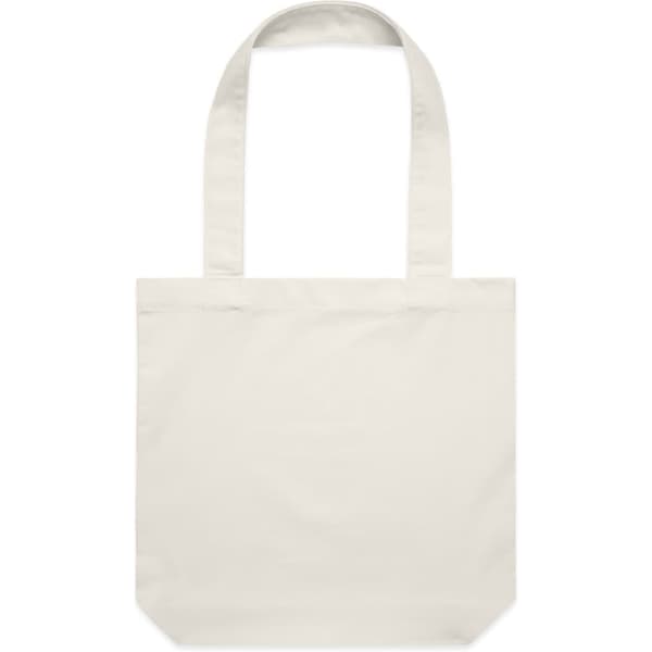 A cream-coloured tote bag with two long handles and no visible text or logos.