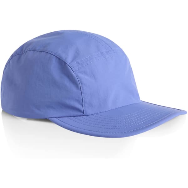 A blue nylon cap with a curved peak and a simple design. It features a logo on the side.