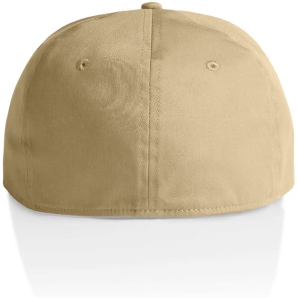 A beige cap with a rounded shape and ventilation holes on the top. The interior is unembellished.